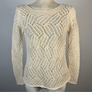 Angel Of The North Ivory Open-Knit Sweater S